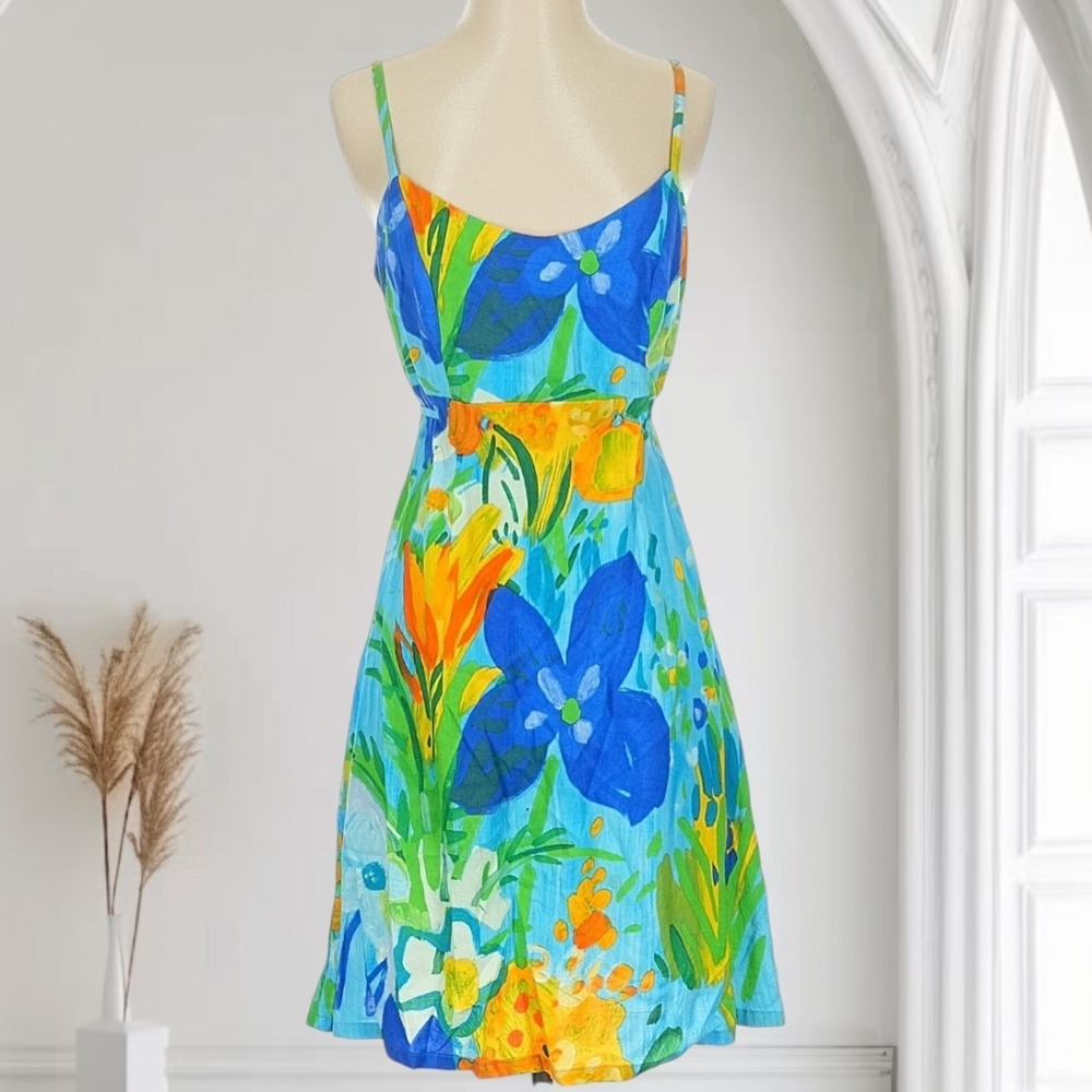 James World Wonderland Hawaiian Midi Floral Dress Womens S Artsy Preppy Dopamine